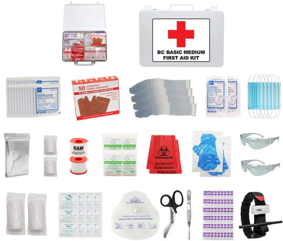 Basic Fire Aid Box WorkSafeBC Basic (Level 1) First Aid Kit - Metal Box – ProSafe SafeShop